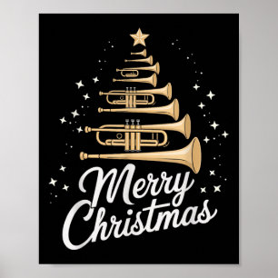 Trumpet Xmas Tree Trumpets Christmas Tree Merry Ch Poster