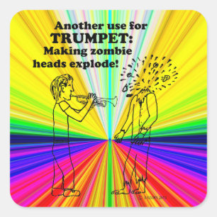 Trumpet Zombie Explode Square Sticker