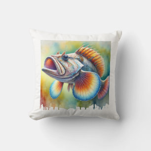 Trumpeter Fish 210724AREF104 - Watercolor Throw Pillow