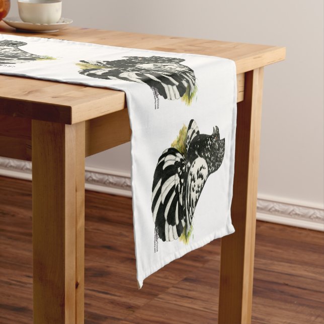 Trumpeter Pigeon Dark Splash Short Table Runner (In Situ)