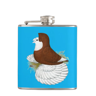 Trumpeter Pigeon Red Baldhead Hip Flask