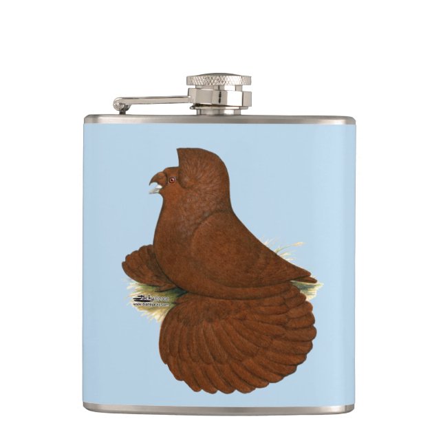 Trumpeter Pigeon Red Hip Flask (Front)