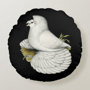 Trumpeter Pigeon White Round Pillow