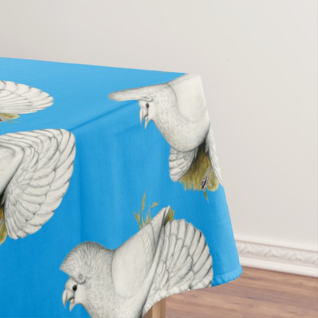 Trumpeter Pigeon White Tablecloth (In Situ)