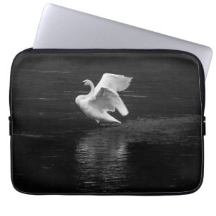 Trumpeter Swan b/w Laptop Sleeve