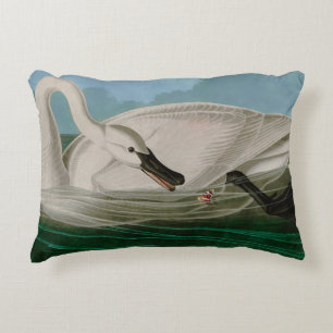 Trumpeter Swan Birds of America Audubon Print Accent Pillow