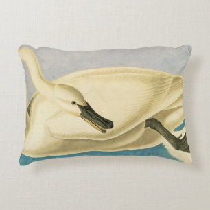 Trumpeter Swan by John James Audubon, Vintage Bird Decorative Pillow