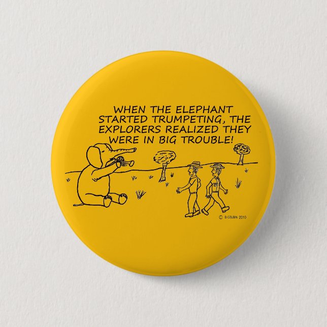 Trumpeting Elephant 2 Inch Round Button (Front)