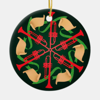 Trumpets and Ribbons Ceramic Ornament