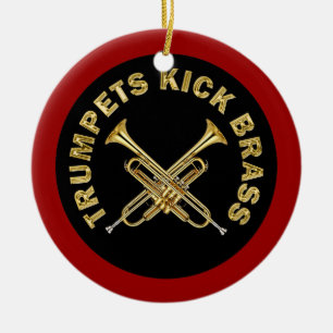 Trumpets Kick Brass Ceramic Ornament