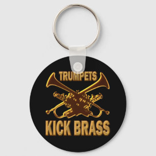 TRUMPETS KICK BRASS KEYCHAIN