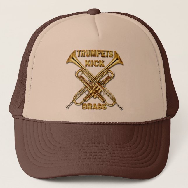 Trumpets Kick Brass Trucker Hat (Front)