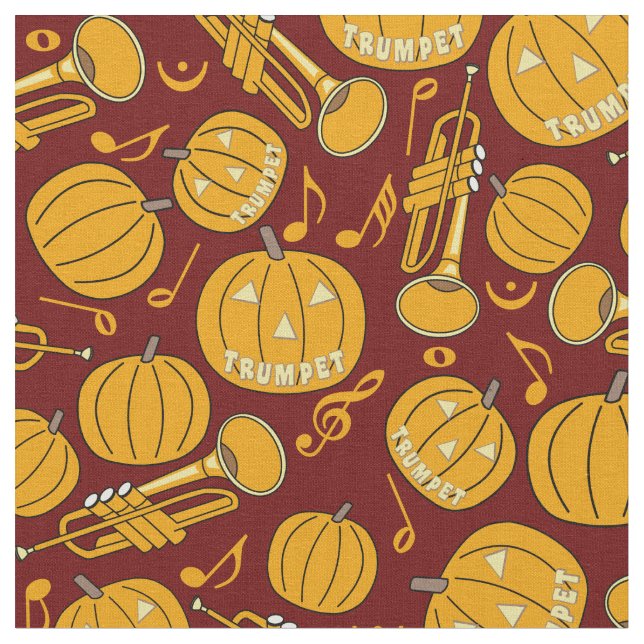 Trumpets Music Note Pumpkins Fabric (Close Up)