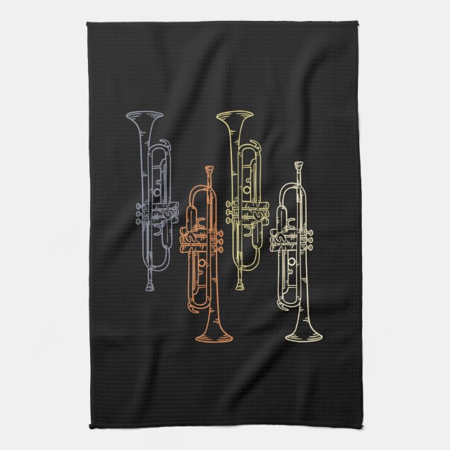 Trumpets Vintage Kitchen Towel (Vertical)