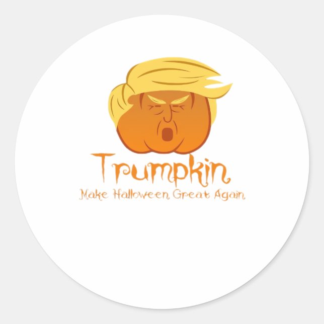 Trumpkin Classic & Funny Design For Halloween Classic Round Sticker (Front)