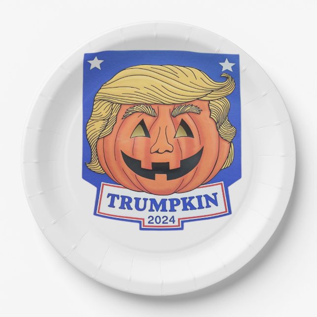 Trumpkin Classic – Funny Halloween Quote Paper Plate (Front)