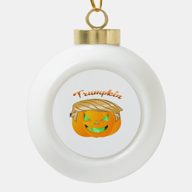 Trumpkin Classic – Sloth in a MAGA Hat Ceramic Ball Christmas Ornament (Front)