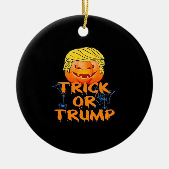 Trumpkin Funny Design For Halloween Ceramic Ornament (Front)