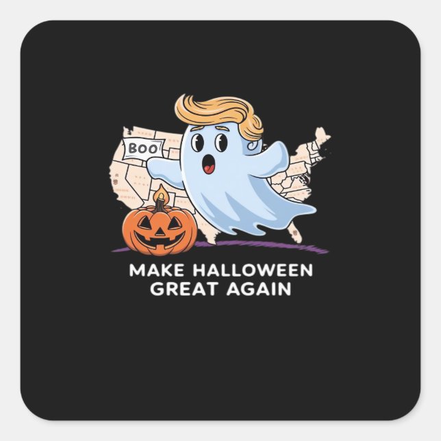 Trumpkin Funny Halloween Boo - Make Halloween Grea Square Sticker (Front)