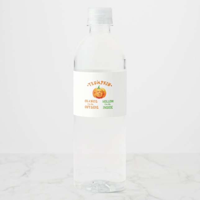 Trumpkin Funny Halloween Classic Water Bottle Label (Front)
