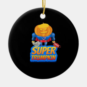 Trumpkin Funny Pumpkin Head Halloween Costume Clas Ceramic Ornament