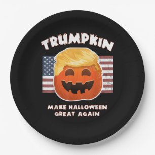 Trumpkin Funny Pumpkin Pie Pun Usa Liberals Hallow Paper Plate
