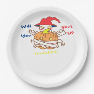 Trumpkin Halloween Election Debate And Joe Biden Paper Plate