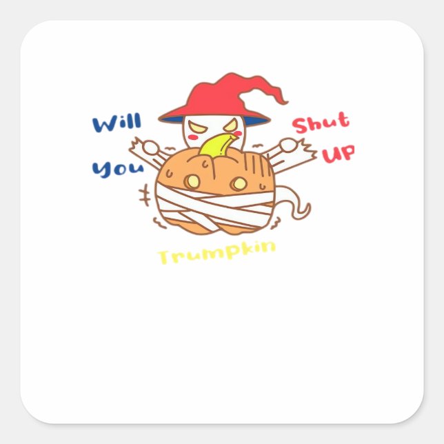 Trumpkin Halloween Election Debate And Joe Biden Square Sticker (Front)