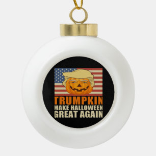 Trumpkin Halloween Funny Classic & Basic Design Ceramic Ball Christmas Ornament