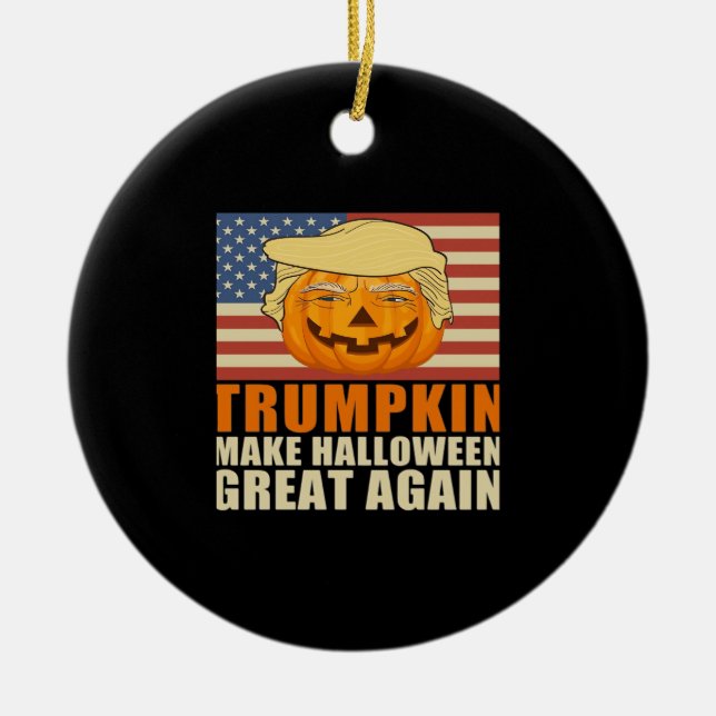 Trumpkin Halloween Funny Classic & Basic Design Ceramic Ornament (Front)