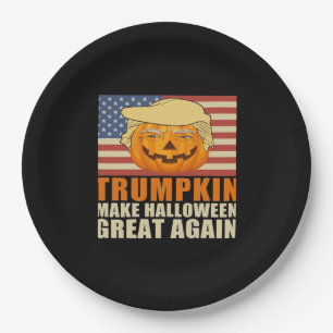 Trumpkin Halloween Funny Classic & Basic Design Paper Plate