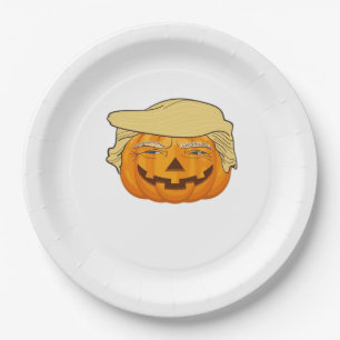 Trumpkin Halloween Funny Classic – Basic Fall Slot Paper Plate