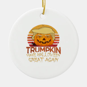 Trumpkin Halloween Funny Classic Ceramic Ornament