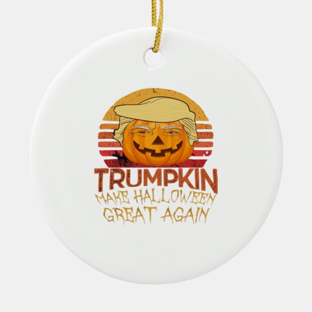 Trumpkin Halloween Funny Classic Ceramic Ornament (Front)