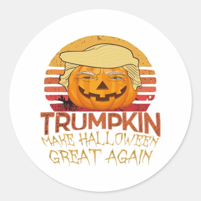 Trumpkin Halloween Funny Classic Classic Round Sticker (Front)