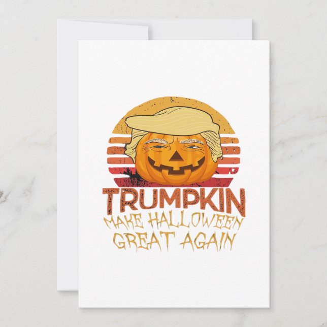 Trumpkin Halloween Funny Classic Holiday Card (Front)