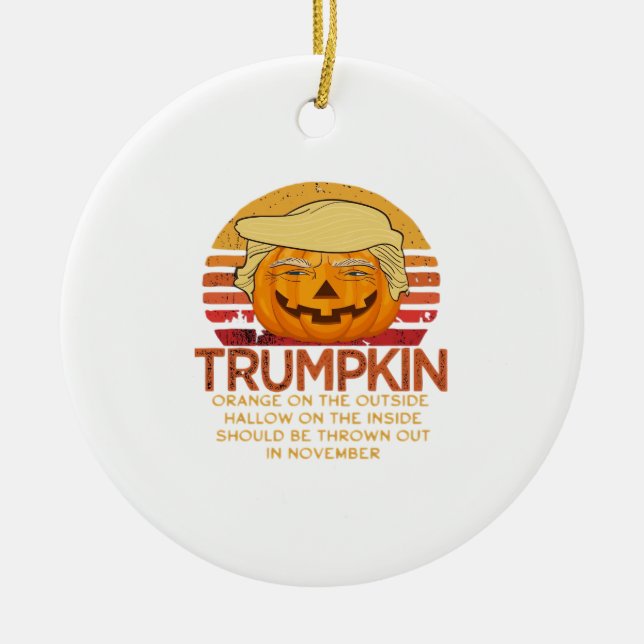 Trumpkin Halloween Funny Classic – Political Pumpk Ceramic Ornament (Front)