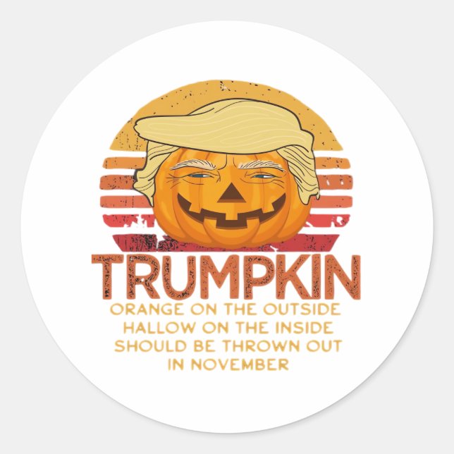 Trumpkin Halloween Funny Classic – Political Pumpk Classic Round Sticker (Front)