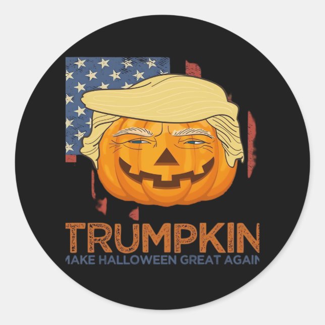 Trumpkin Halloween Funny Design Classic Round Sticker (Front)