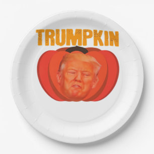 Trumpkin Halloween Jack O Lantern Graphic Funny  Paper Plate