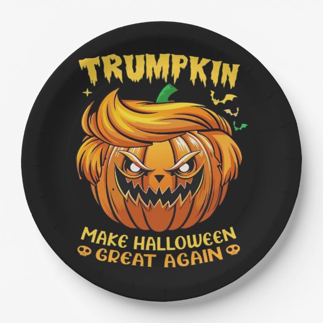 Trumpkin Halloween - Make Halloween Great Again Cl Paper Plate (Front)