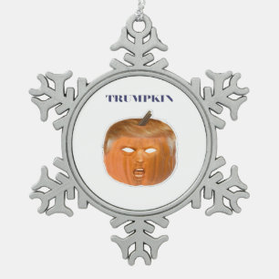 Trumpkin Halloween Mask Classic Snowflake Pewter Christmas Ornament