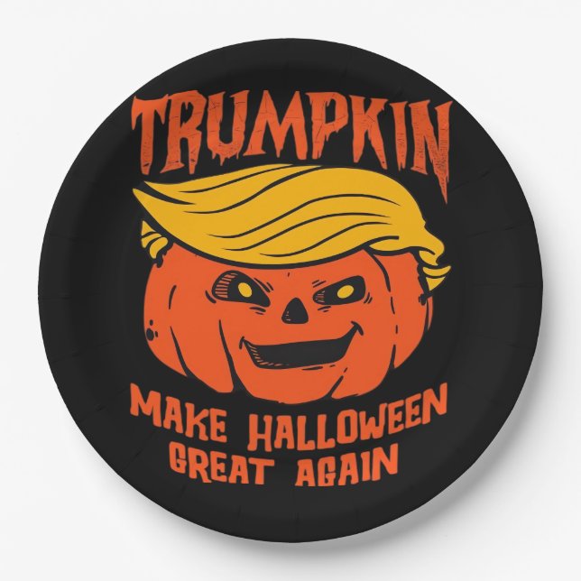 Trumpkin Halloween Pumpkin Election Paper Plate (Front)