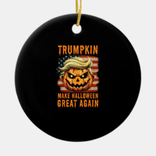 Trumpkin Halloween Pumpkin Make Halloween Great Ag Ceramic Ornament