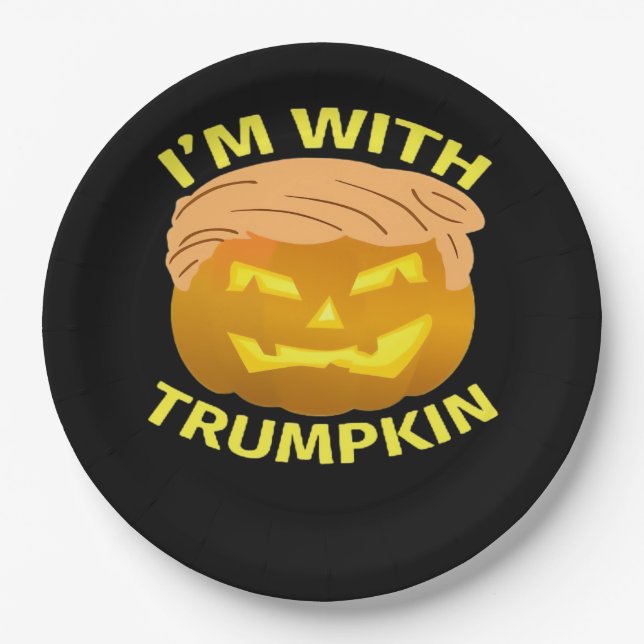 Trumpkin Halloween Pumpkin Paper Plate (Front)