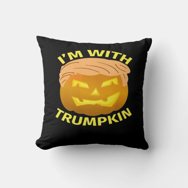 Trumpkin Halloween Pumpkin Throw Pillow (Front)