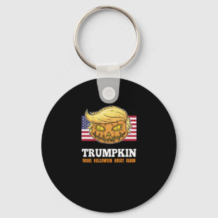 Trumpkin Halloween Pumpkin With Flag Scary Design  Keychain