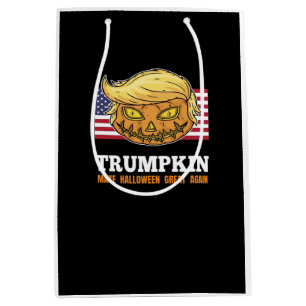 Trumpkin Halloween Pumpkin With Flag Scary Design  Medium Gift Bag