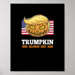 Trumpkin Halloween Pumpkin With Flag Scary Design Poster