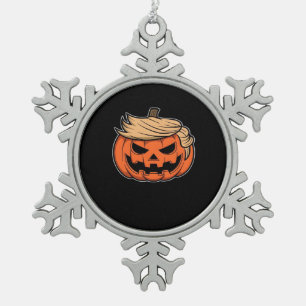 Trumpkin Halloween Snowflake Pewter Christmas Ornament